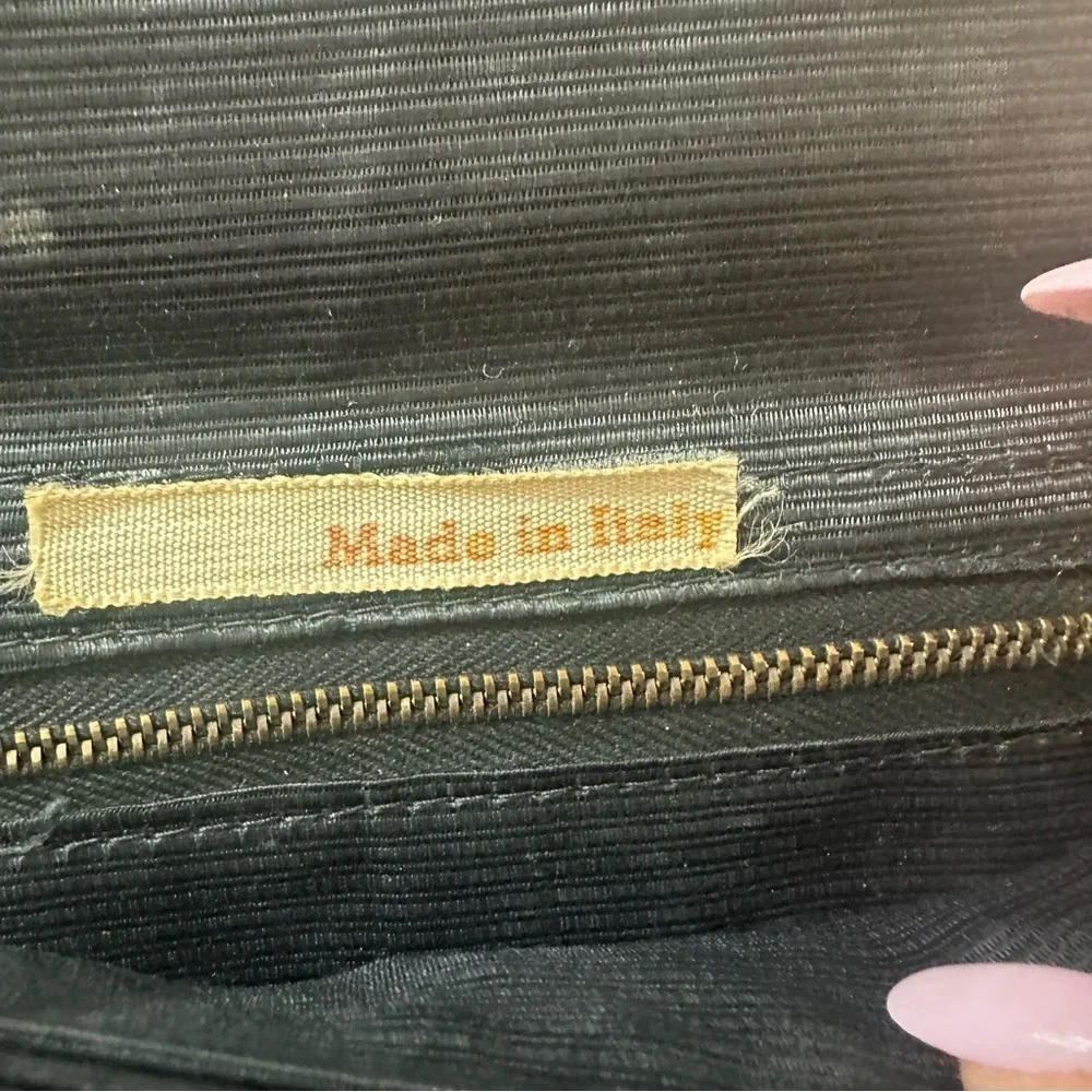 Made in Italy Ratan Beaded Black Clutch.